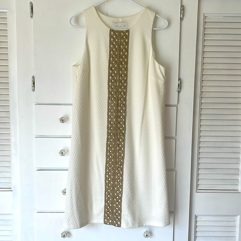 Beautiful Aline Ivory and soft gold dress. Med
